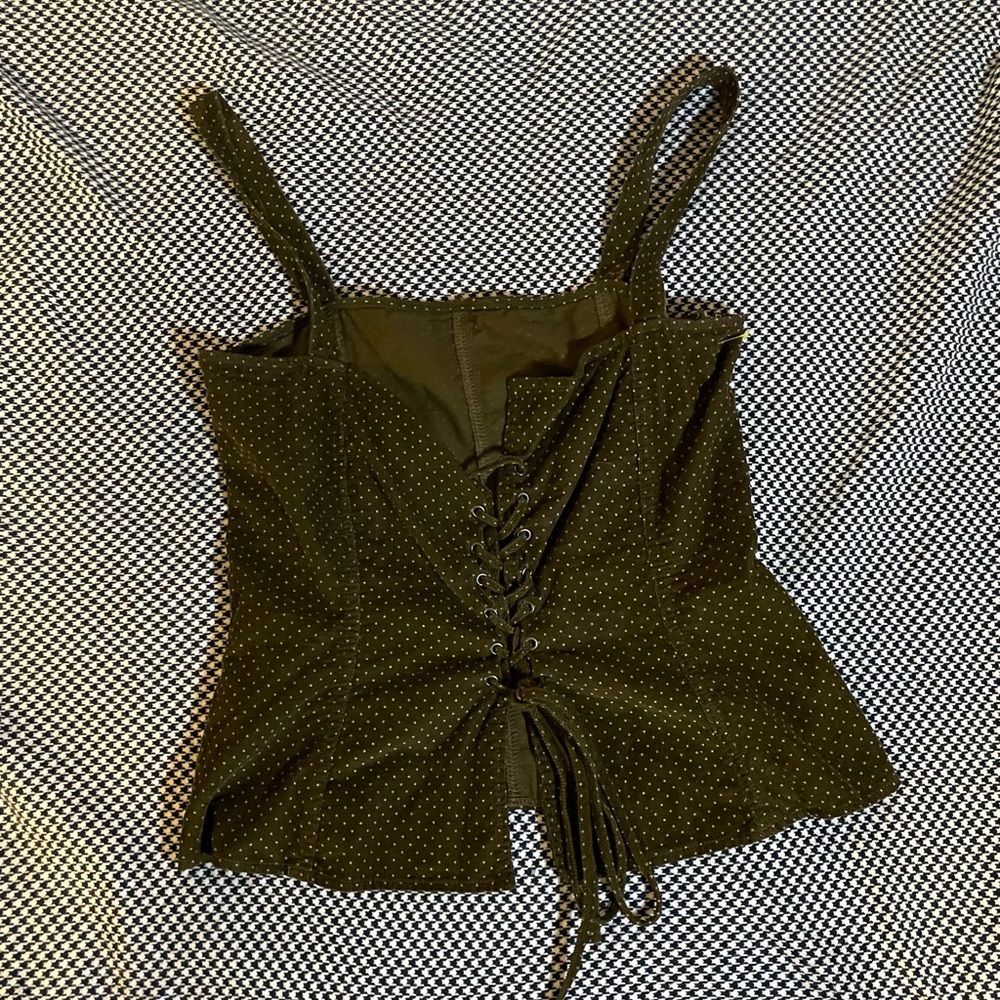 Y2K babydoll deep green with polka dots